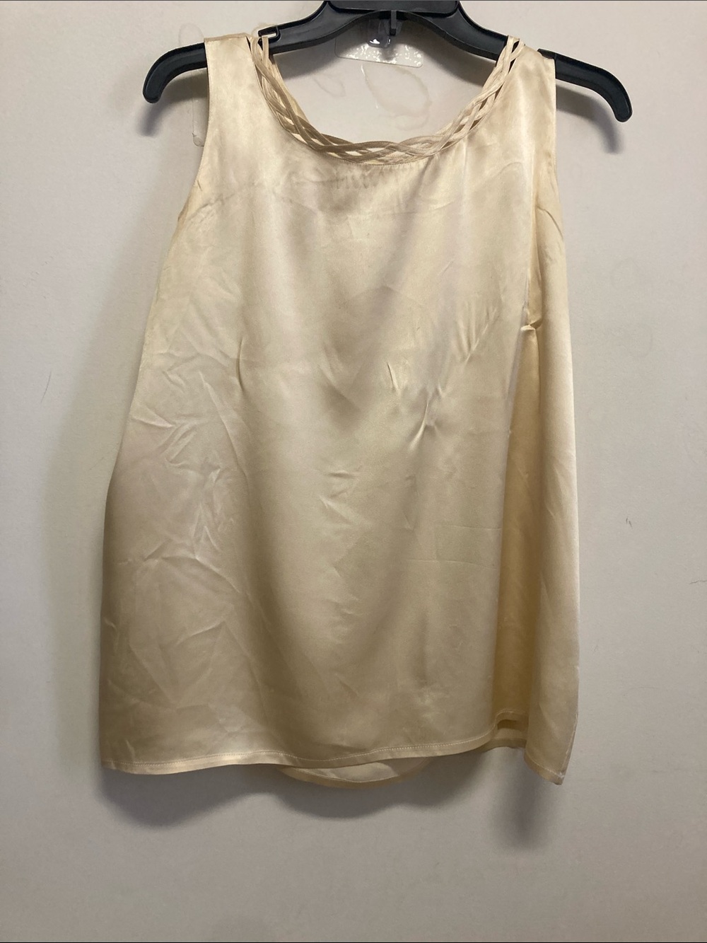 CASUAL CORNER/Cream Satin Braided Neck Camisole